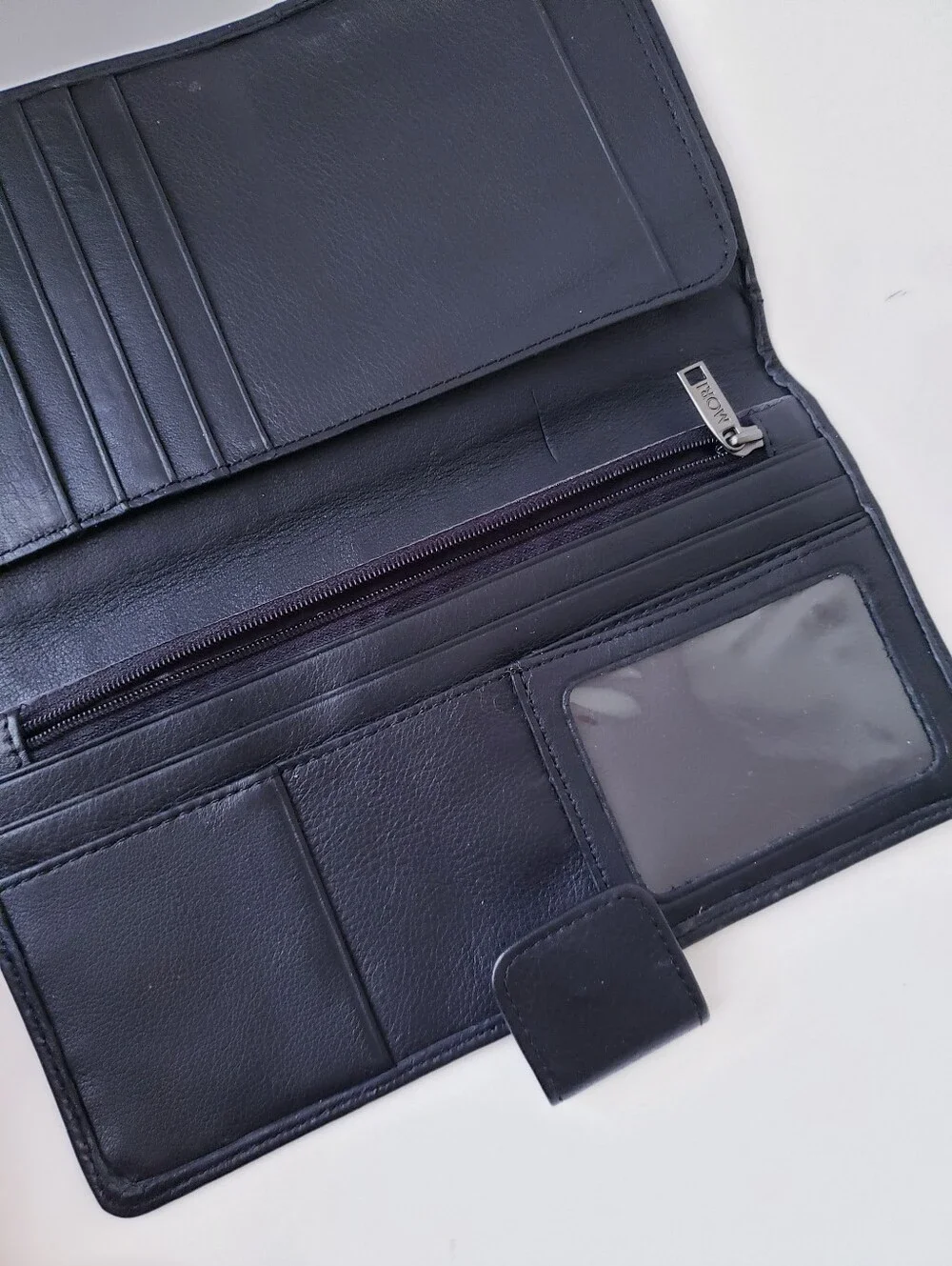 Vintage Mori Black Leather Large Travel Wallet